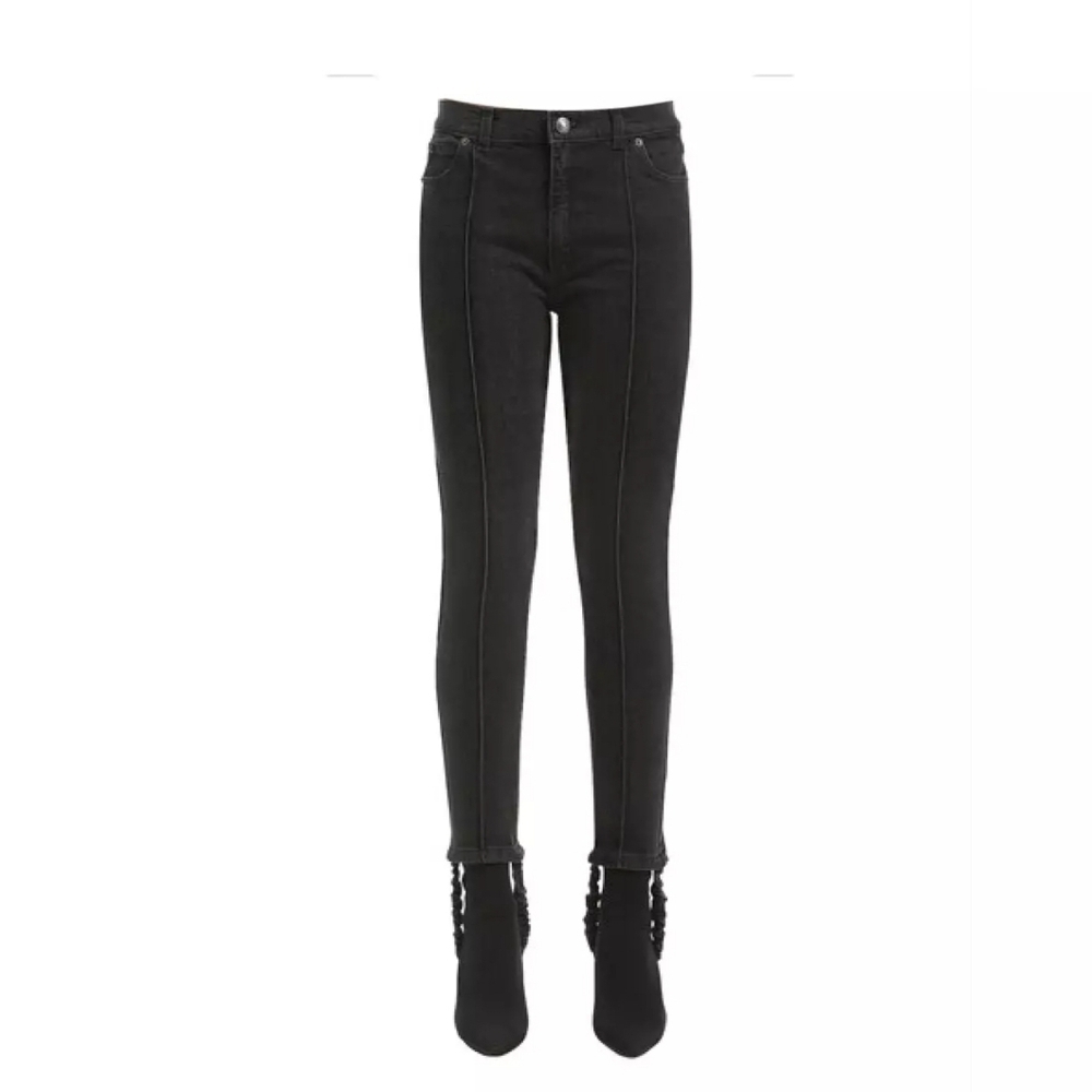 Magda Butrym Black Cotton Denim Jeans W Stirrups Size 2 Revolve - Picture 3 of 13